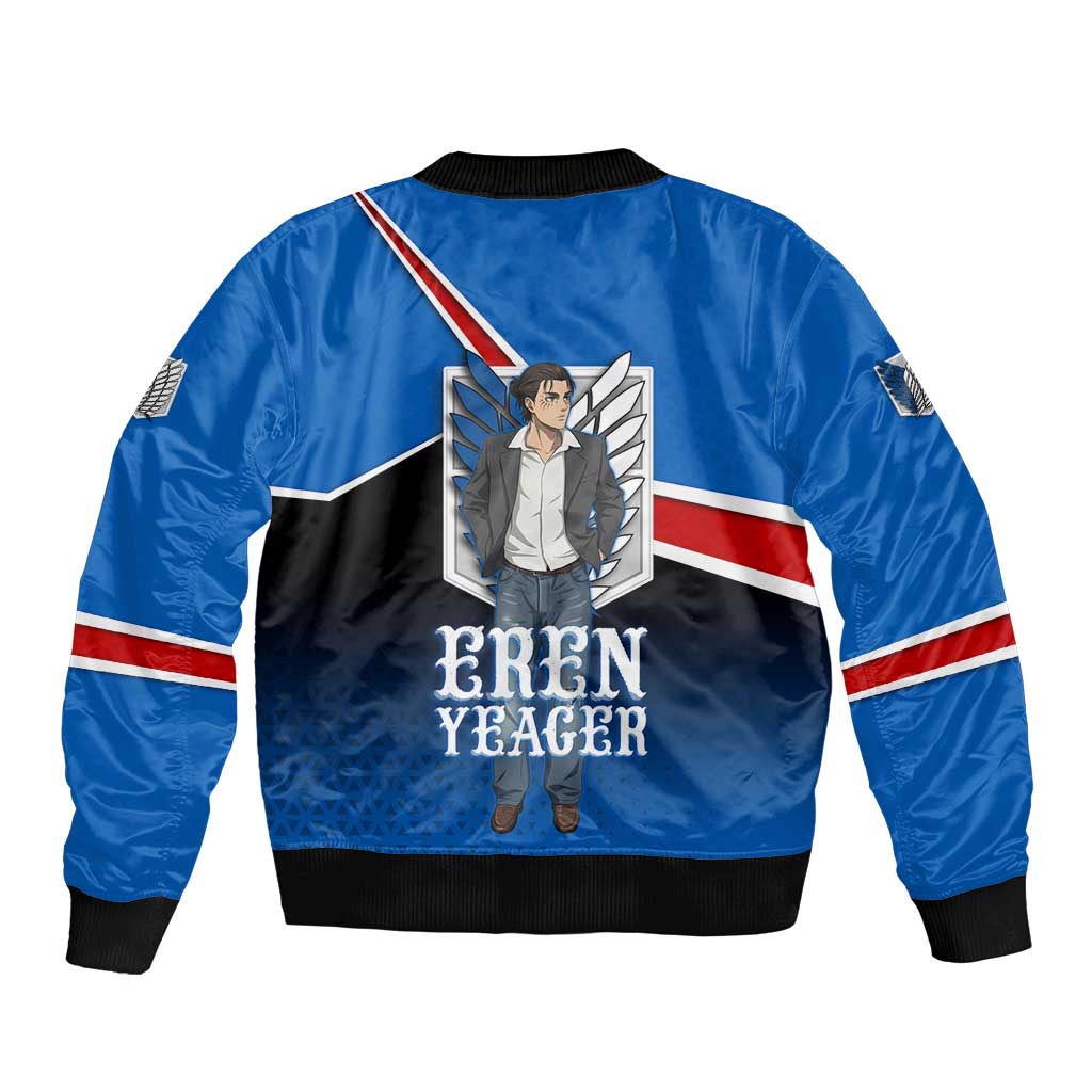 Eren Yeager Attack on Titan Sleeve Zip Bomber Jacket Anime Modern Rebel Aesthetic