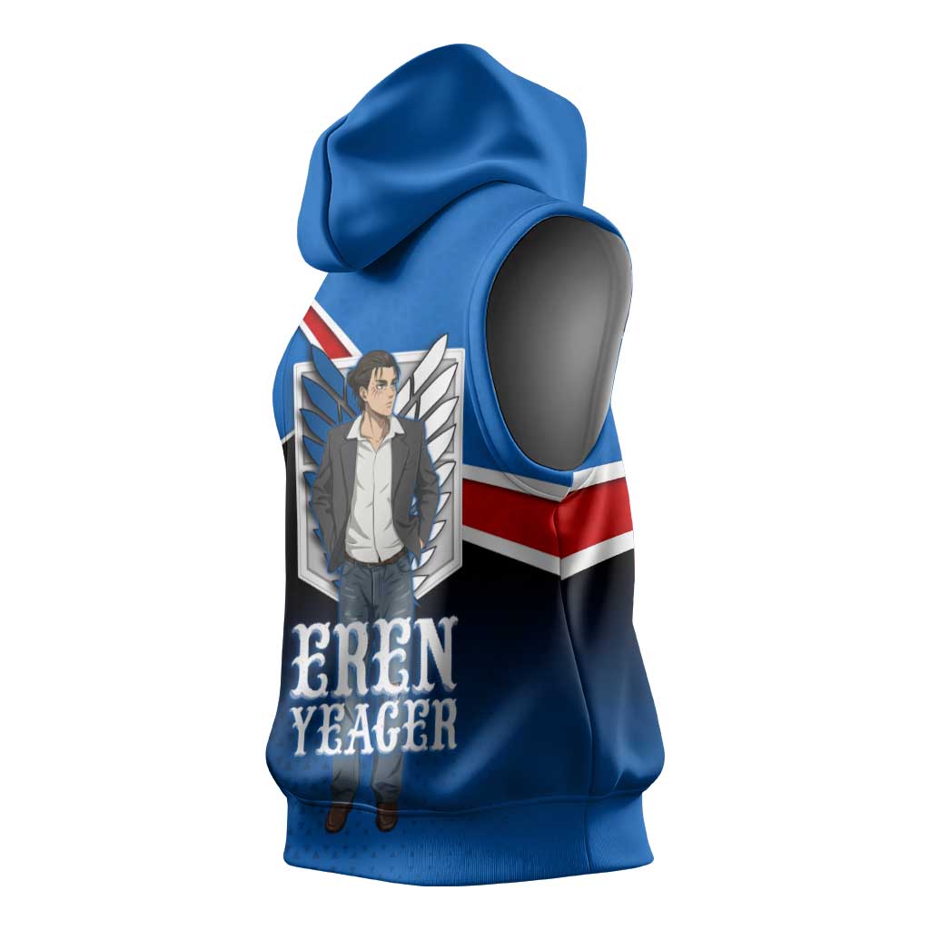 Eren Yeager Attack on Titan Sleeveless Hoodie Anime Modern Rebel Aesthetic