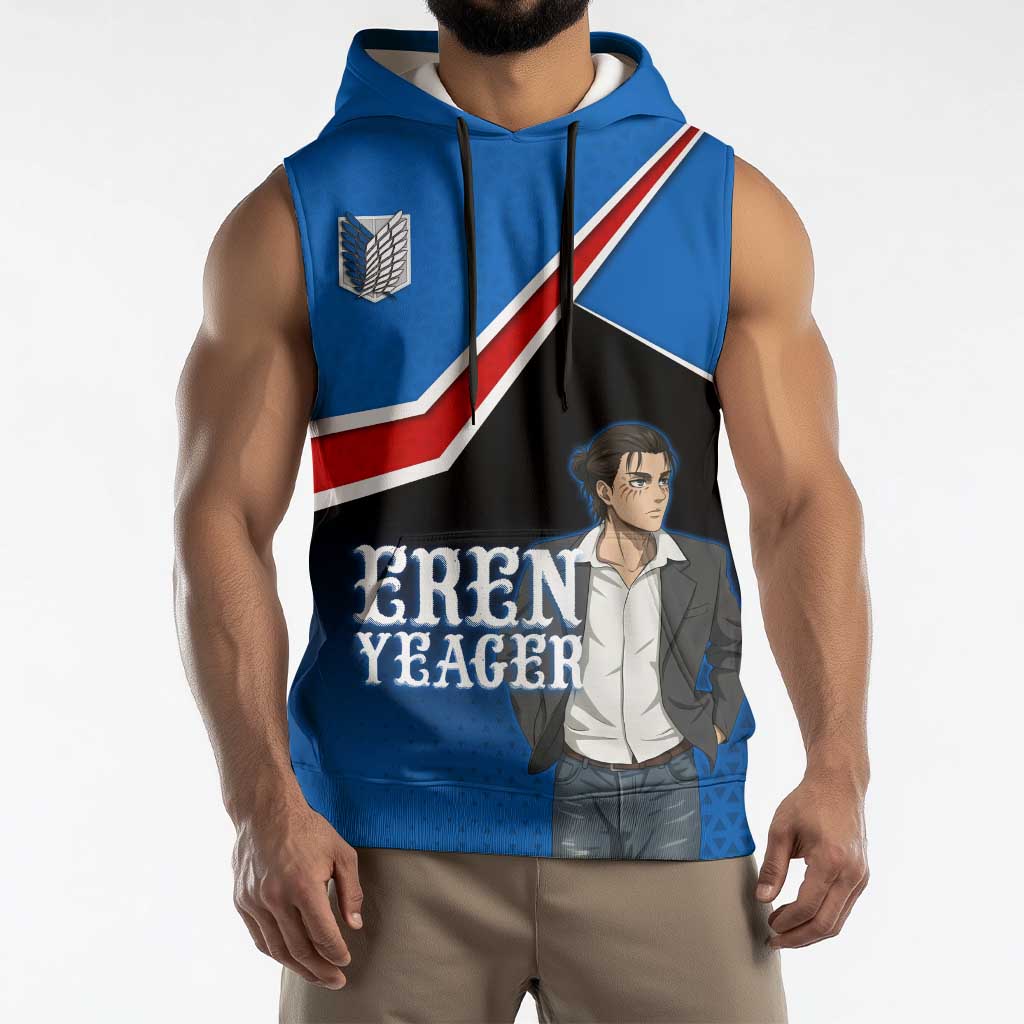 Eren Yeager Attack on Titan Sleeveless Hoodie Anime Modern Rebel Aesthetic