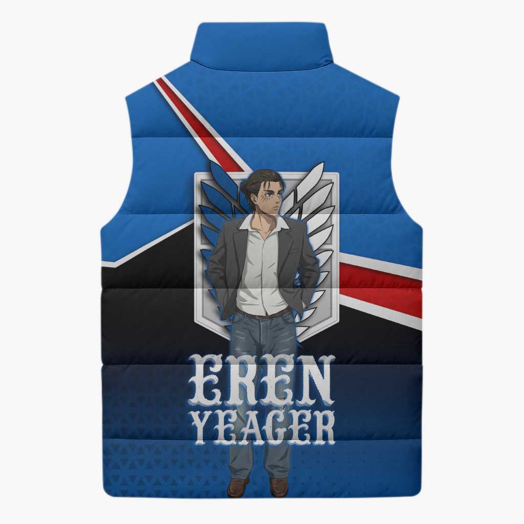 Eren Yeager Attack on Titan Sleeveless Puffer Jacket Anime Modern Rebel Aesthetic