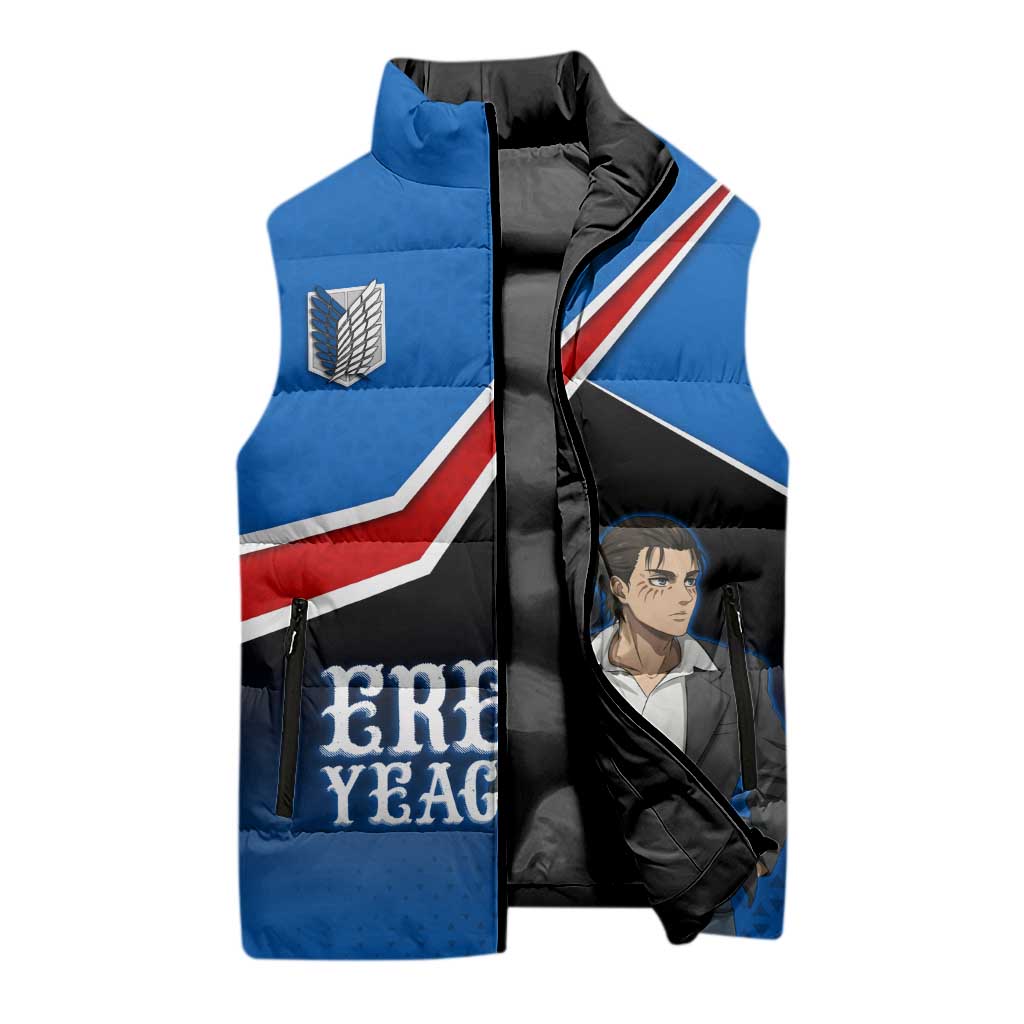 Eren Yeager Attack on Titan Sleeveless Puffer Jacket Anime Modern Rebel Aesthetic