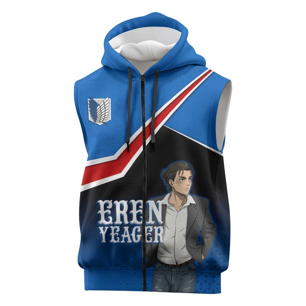 Eren Yeager Attack on Titan Sleeveless Zip Hoodie Anime Modern Rebel Aesthetic