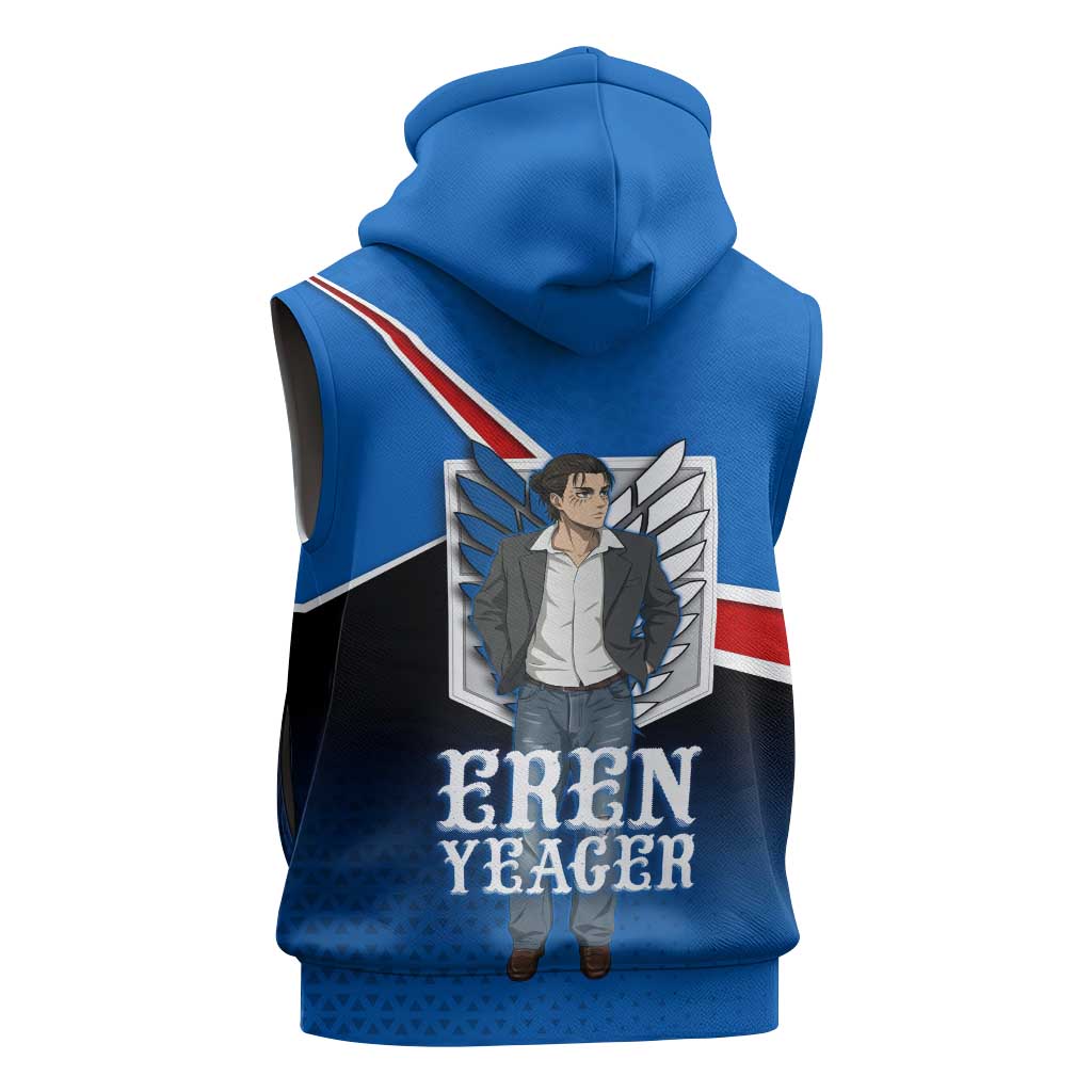 Eren Yeager Attack on Titan Sleeveless Zip Hoodie Anime Modern Rebel Aesthetic