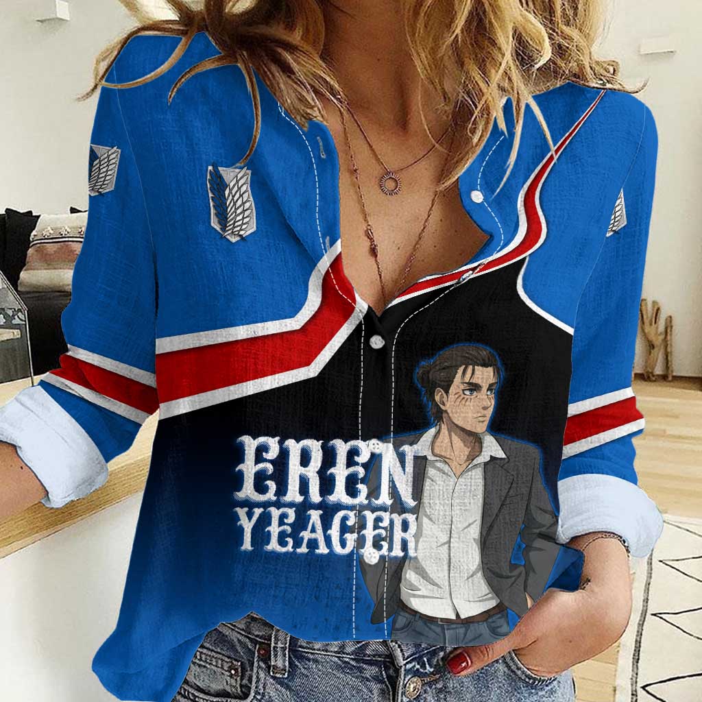Eren Yeager Attack on Titan Women Casual Shirt Anime Modern Rebel Aesthetic