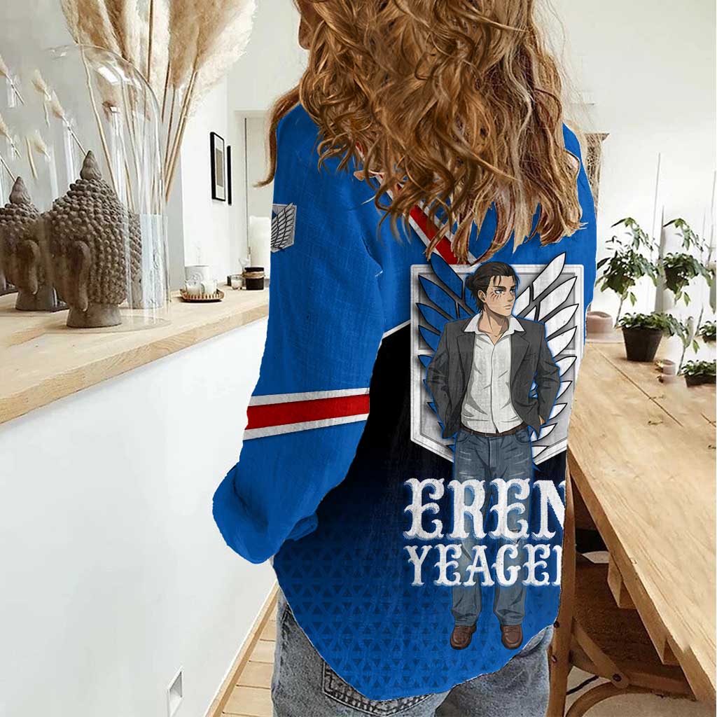 Eren Yeager Attack on Titan Women Casual Shirt Anime Modern Rebel Aesthetic