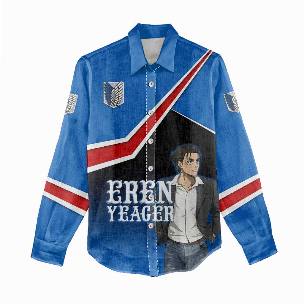Eren Yeager Attack on Titan Women Casual Shirt Anime Modern Rebel Aesthetic