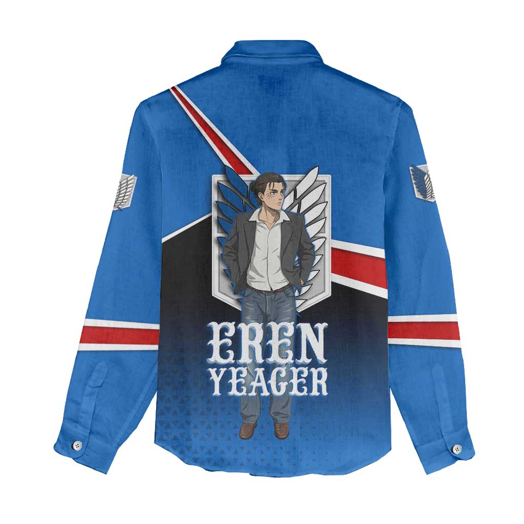 Eren Yeager Attack on Titan Women Casual Shirt Anime Modern Rebel Aesthetic