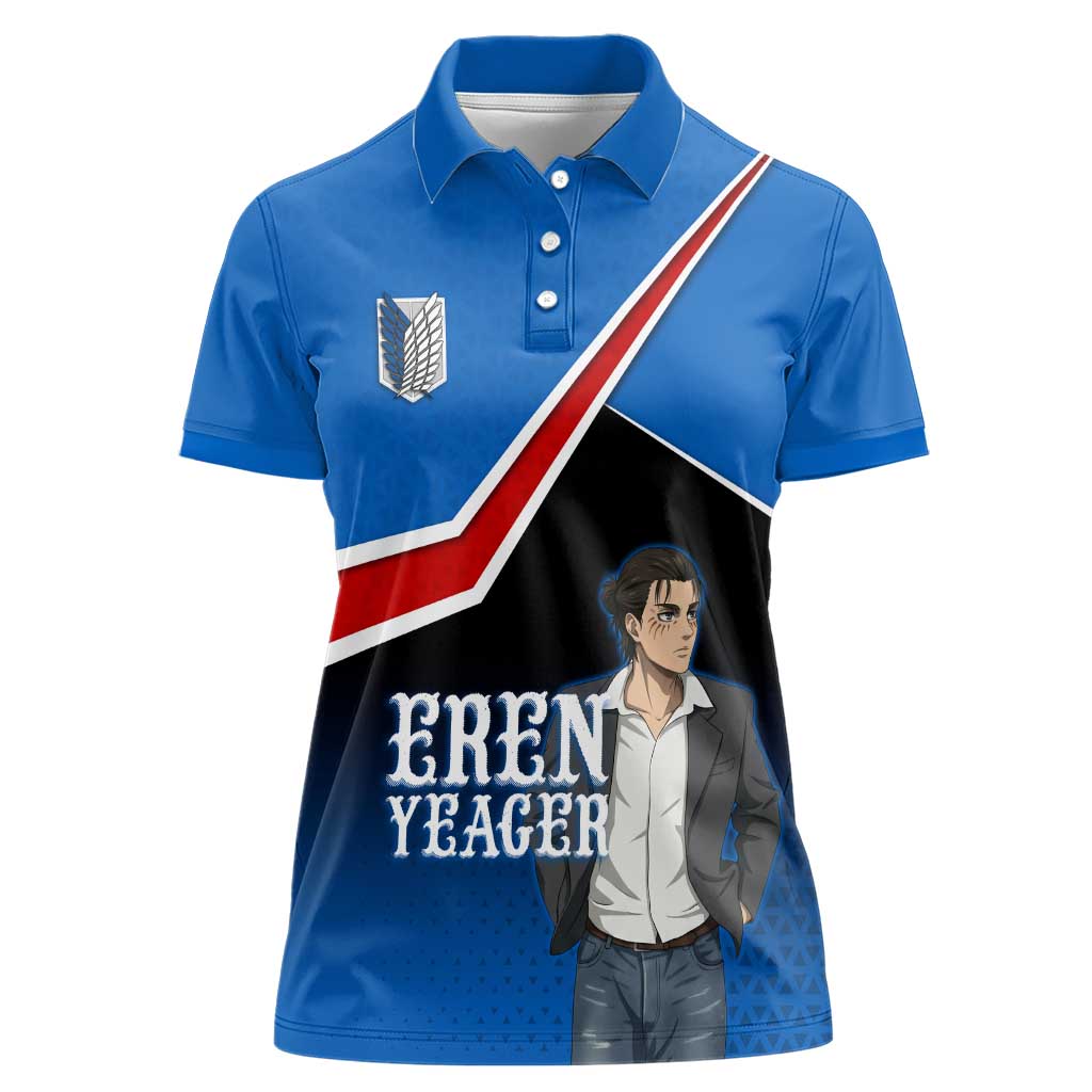 Eren Yeager Attack on Titan Women Polo Shirt Anime Modern Rebel Aesthetic