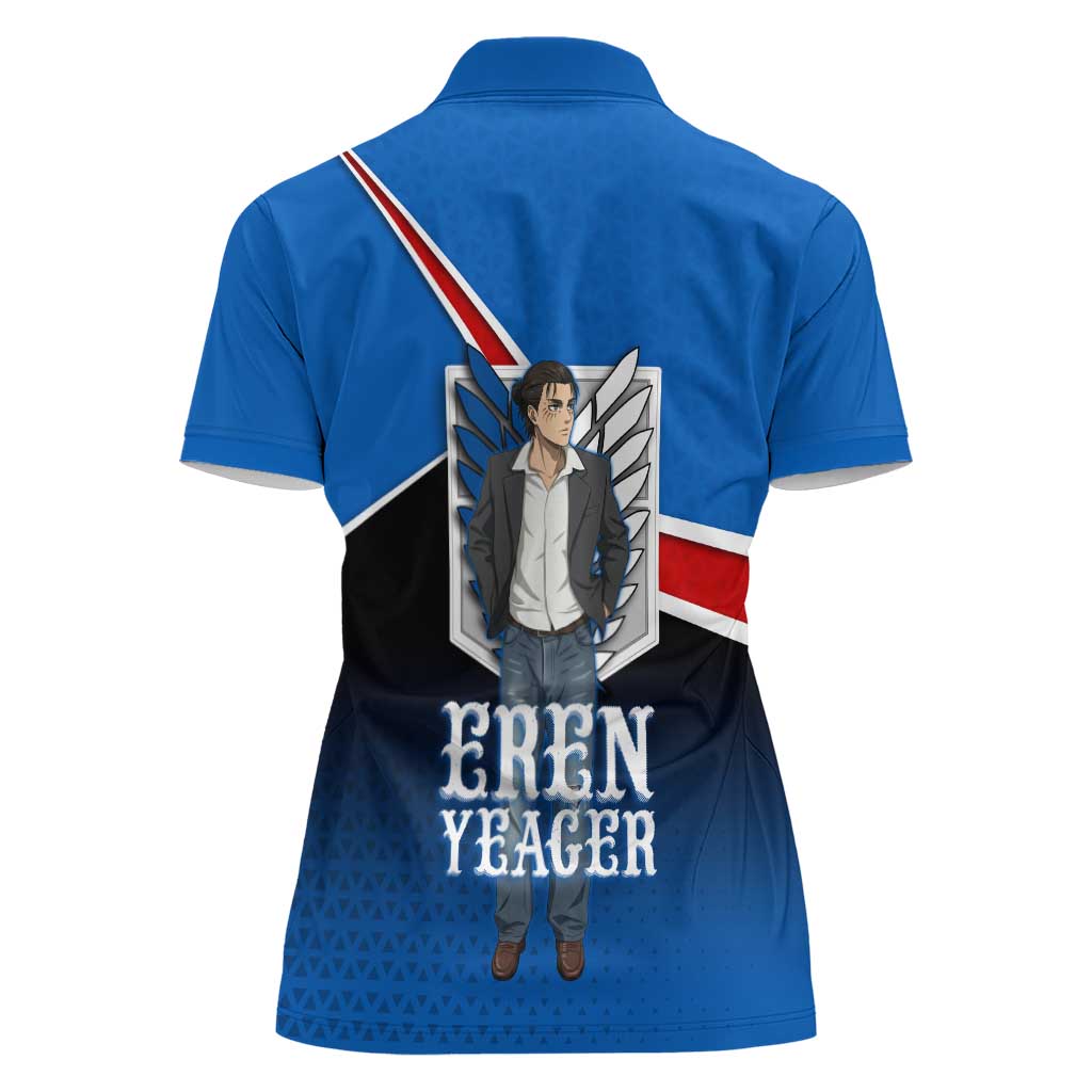 Eren Yeager Attack on Titan Women Polo Shirt Anime Modern Rebel Aesthetic