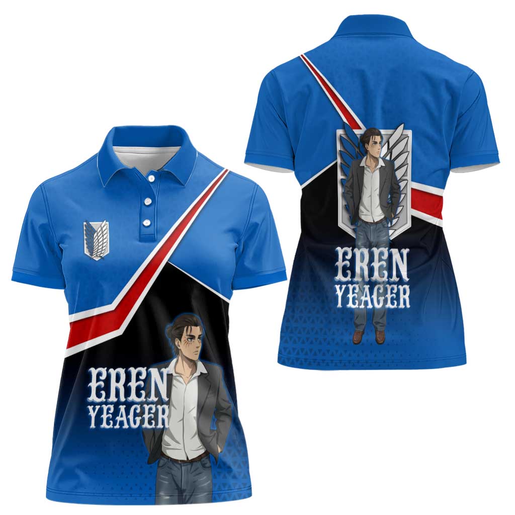 Eren Yeager Attack on Titan Women Polo Shirt Anime Modern Rebel Aesthetic