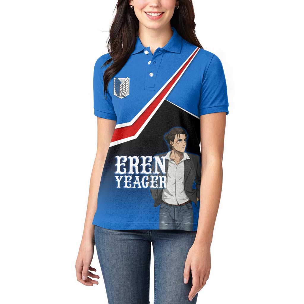 Eren Yeager Attack on Titan Women Polo Shirt Anime Modern Rebel Aesthetic