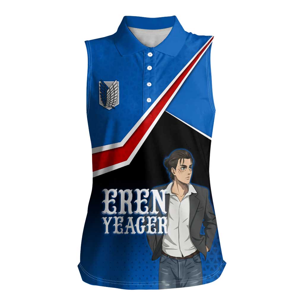 Eren Yeager Attack on Titan Women Sleeveless Polo Shirt Anime Modern Rebel Aesthetic