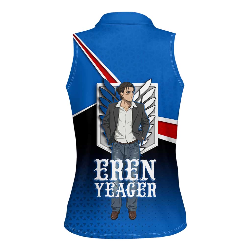 Eren Yeager Attack on Titan Women Sleeveless Polo Shirt Anime Modern Rebel Aesthetic
