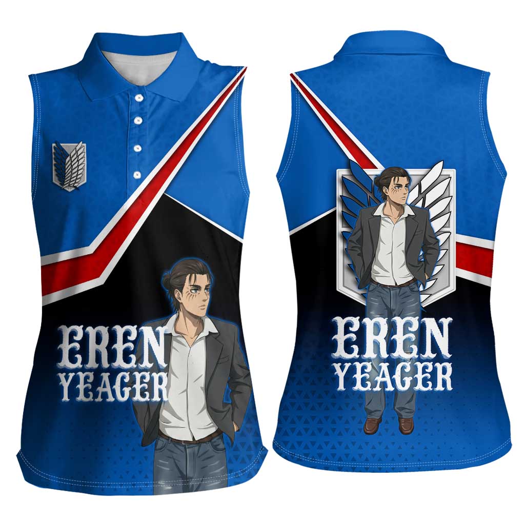 Eren Yeager Attack on Titan Women Sleeveless Polo Shirt Anime Modern Rebel Aesthetic