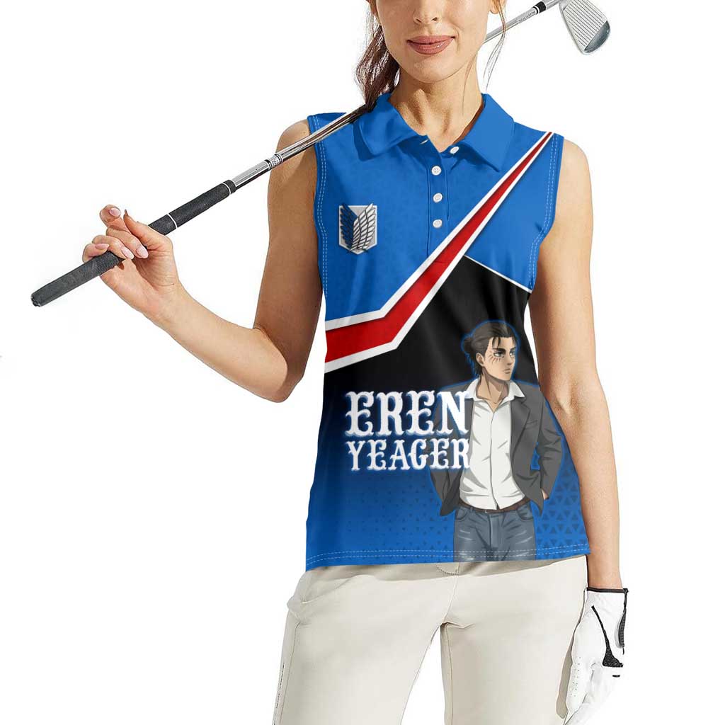 Eren Yeager Attack on Titan Women Sleeveless Polo Shirt Anime Modern Rebel Aesthetic