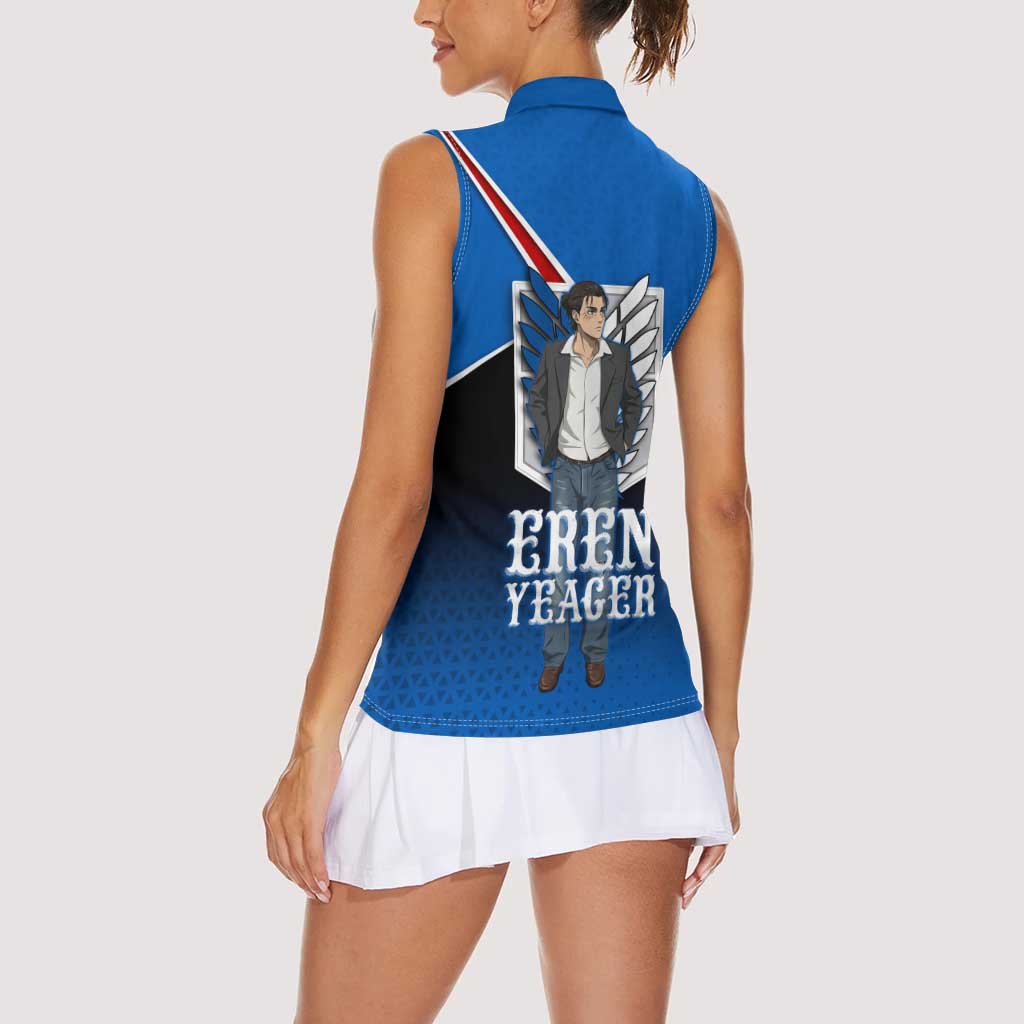 Eren Yeager Attack on Titan Women Sleeveless Polo Shirt Anime Modern Rebel Aesthetic