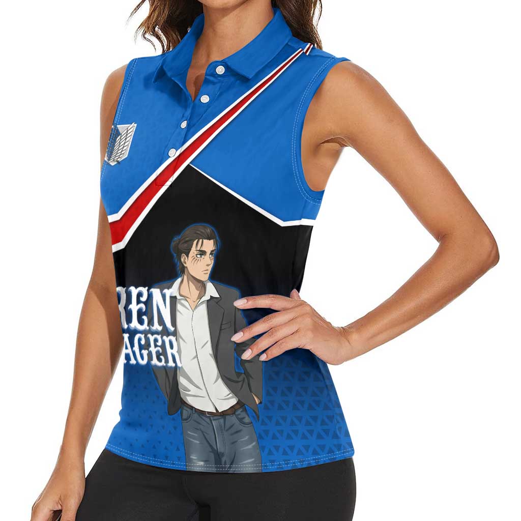 Eren Yeager Attack on Titan Women Sleeveless Polo Shirt Anime Modern Rebel Aesthetic