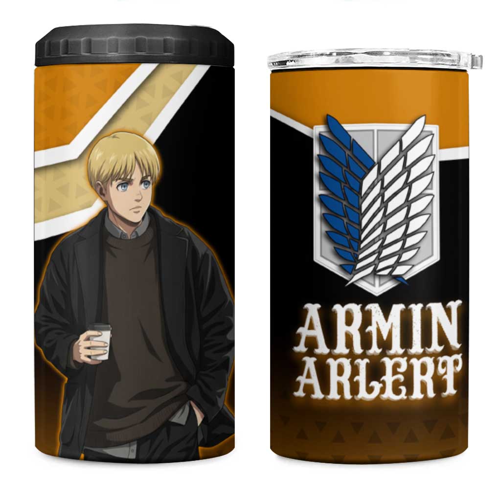 Armin Arlert Attack on Titan 4 in 1 Can Cooler Tumbler Anime Casual Coffeehouse Style