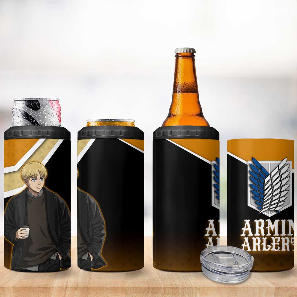 Armin Arlert Attack on Titan 4 in 1 Can Cooler Tumbler Anime Casual Coffeehouse Style