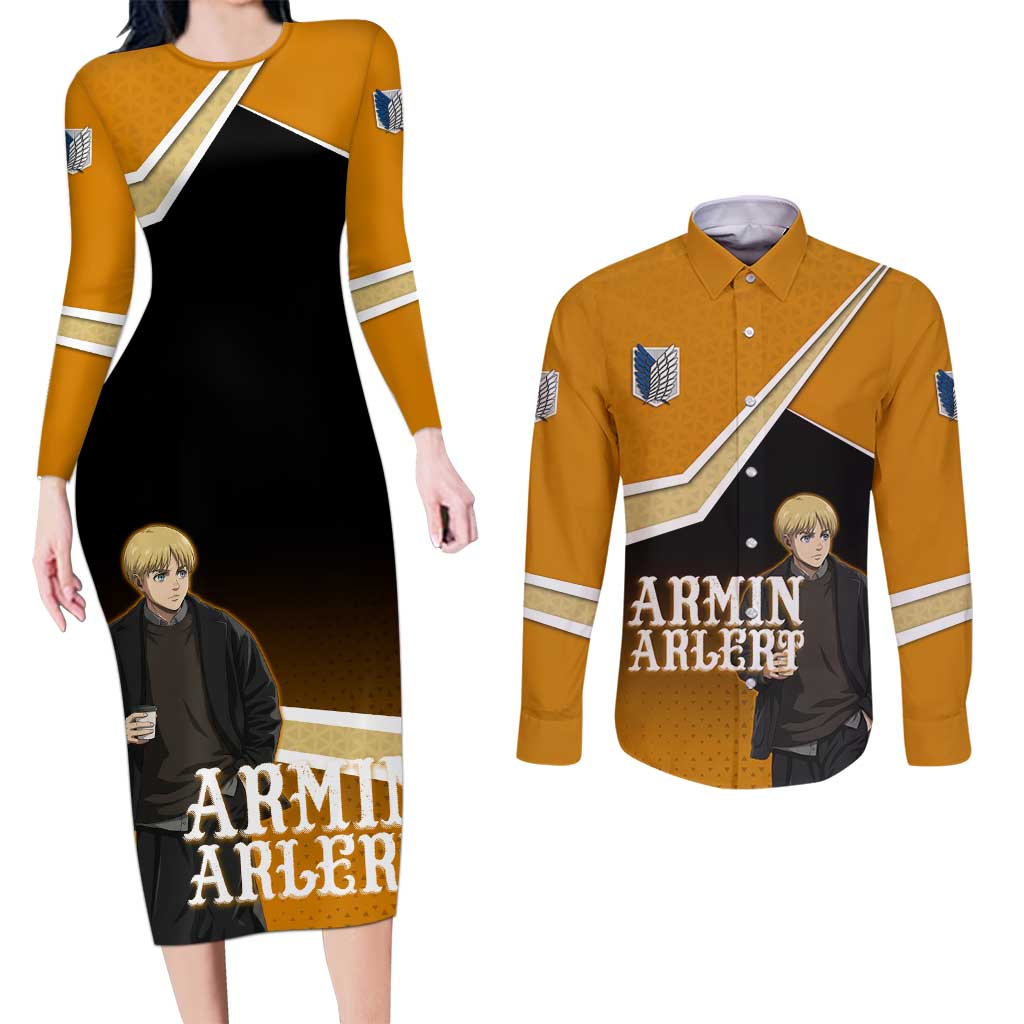Armin Arlert Attack on Titan Couples Matching Long Sleeve Bodycon Dress and Long Sleeve Button Shirt Anime Casual Coffeehouse Style