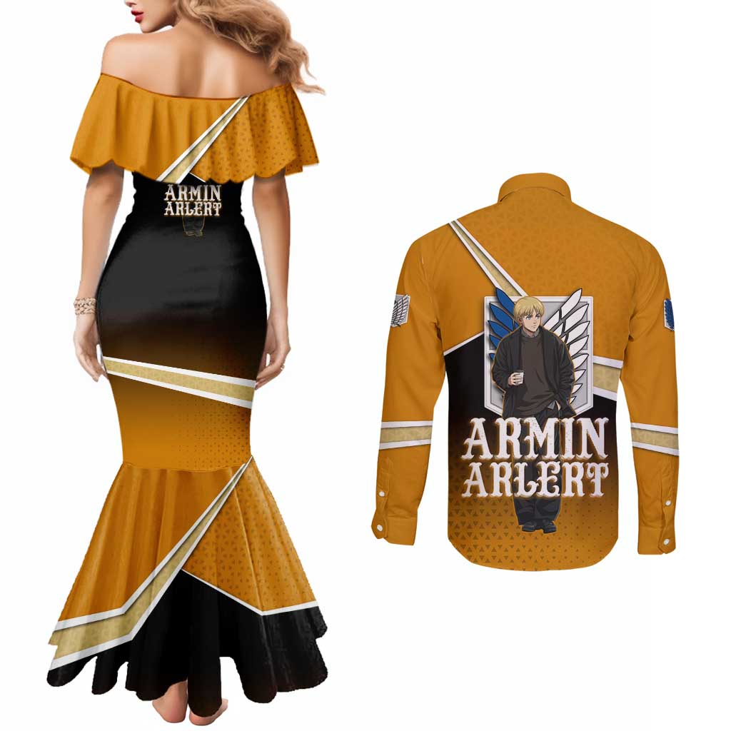 Armin Arlert Attack on Titan Couples Matching Mermaid Dress and Long Sleeve Button Shirt Anime Casual Coffeehouse Style