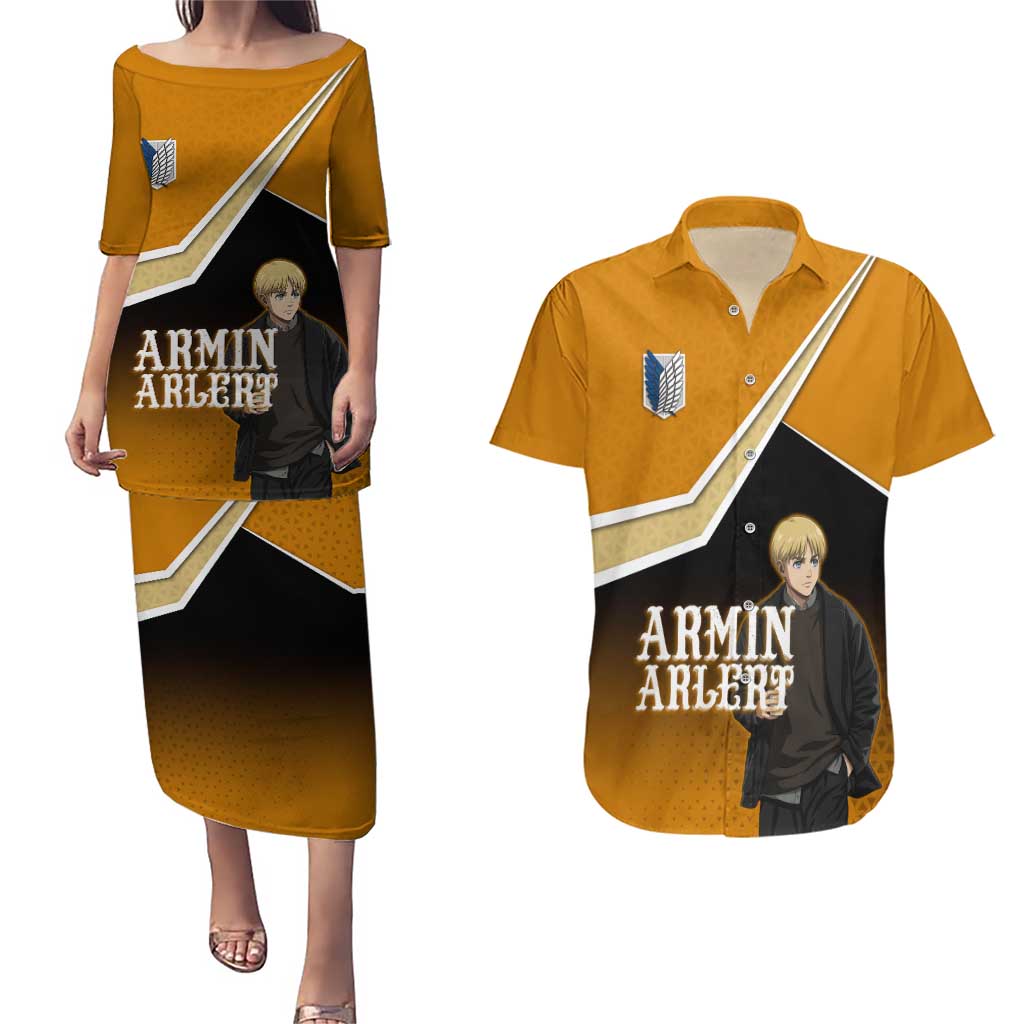 Armin Arlert Attack on Titan Couples Matching Puletasi and Hawaiian Shirt Anime Casual Coffeehouse Style