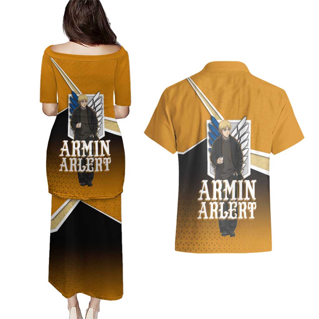 Armin Arlert Attack on Titan Couples Matching Puletasi and Hawaiian Shirt Anime Casual Coffeehouse Style