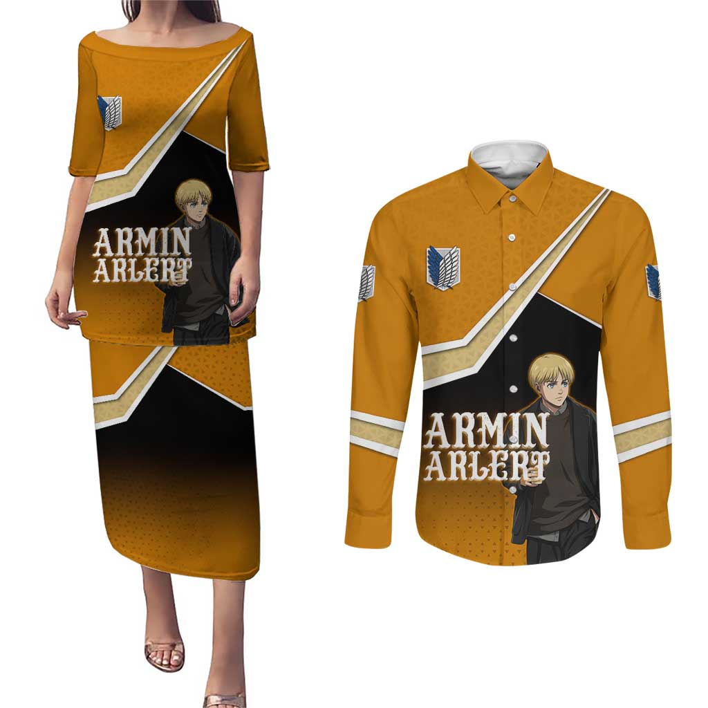 Armin Arlert Attack on Titan Couples Matching Puletasi and Long Sleeve Button Shirt Anime Casual Coffeehouse Style