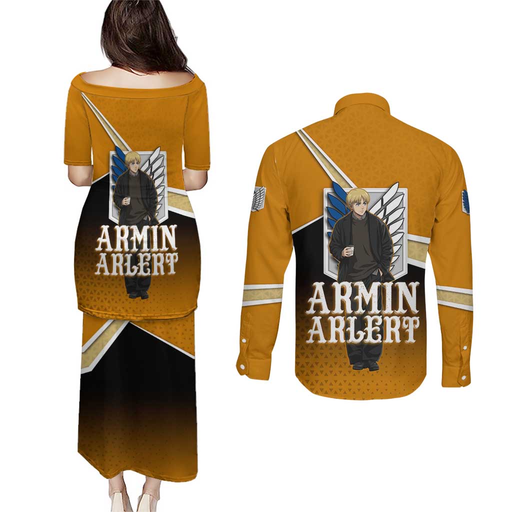 Armin Arlert Attack on Titan Couples Matching Puletasi and Long Sleeve Button Shirt Anime Casual Coffeehouse Style