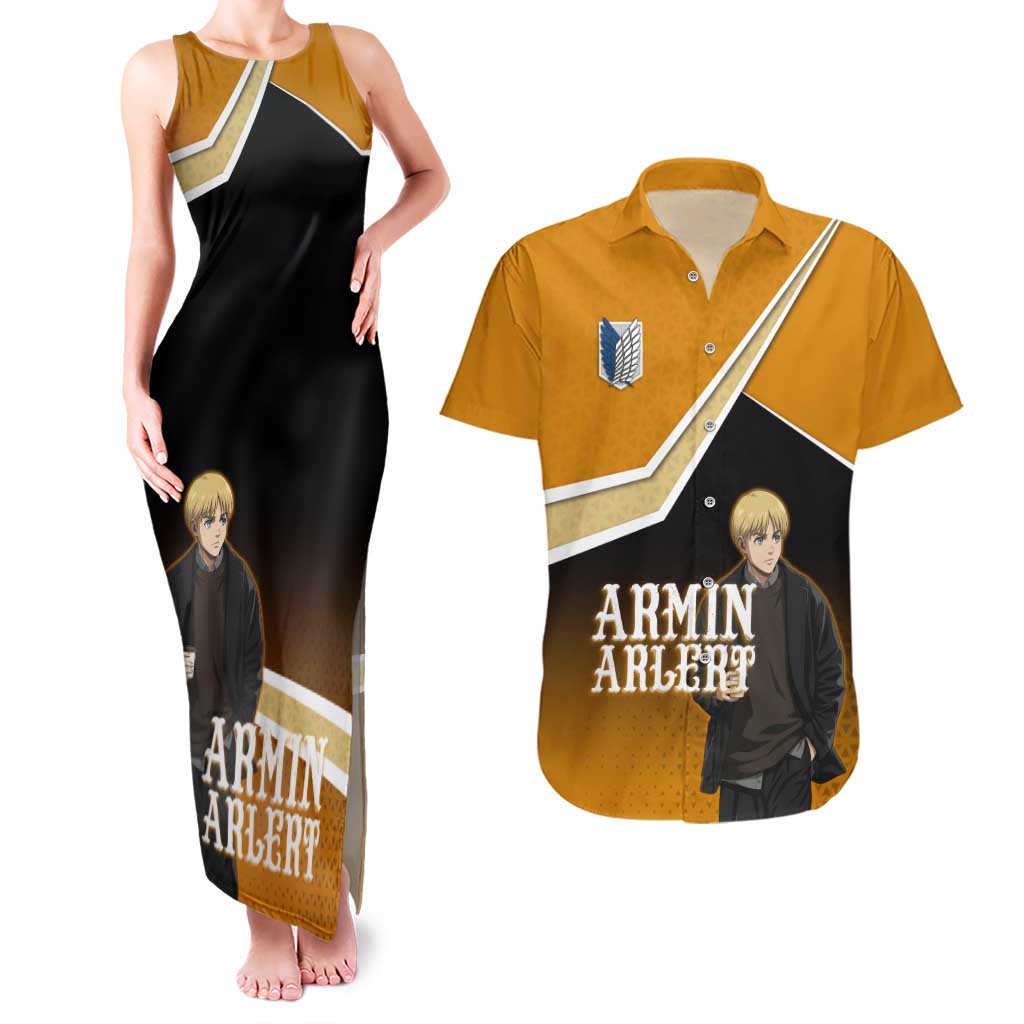 Armin Arlert Attack on Titan Couples Matching Tank Maxi Dress and Hawaiian Shirt Anime Casual Coffeehouse Style
