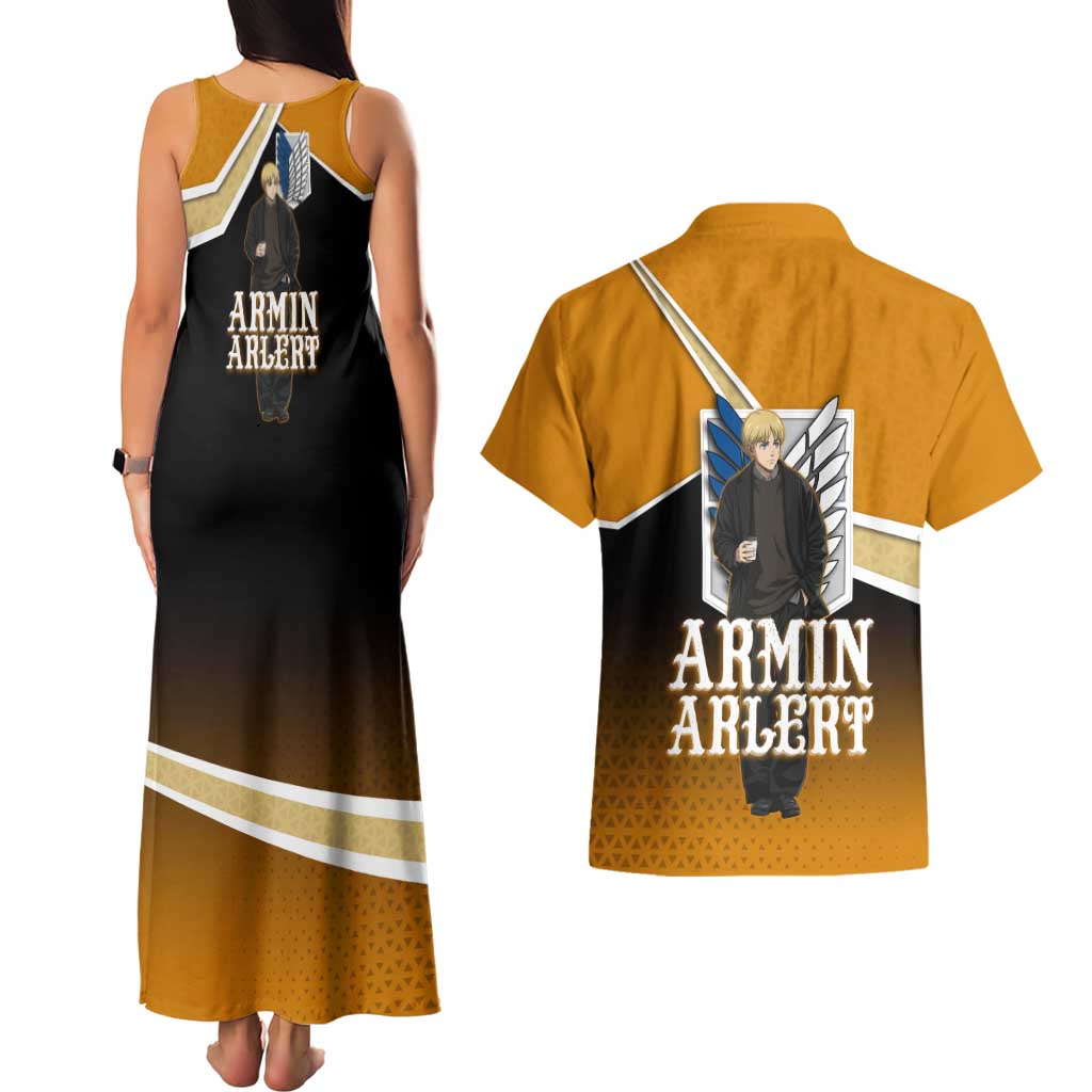 Armin Arlert Attack on Titan Couples Matching Tank Maxi Dress and Hawaiian Shirt Anime Casual Coffeehouse Style