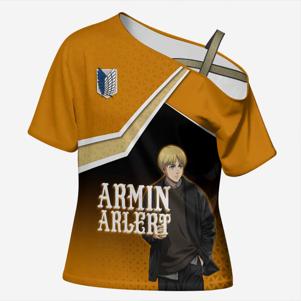 Armin Arlert Attack on Titan Cross Shoulder Shirt Anime Casual Coffeehouse Style