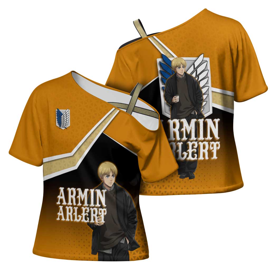 Armin Arlert Attack on Titan Cross Shoulder Shirt Anime Casual Coffeehouse Style