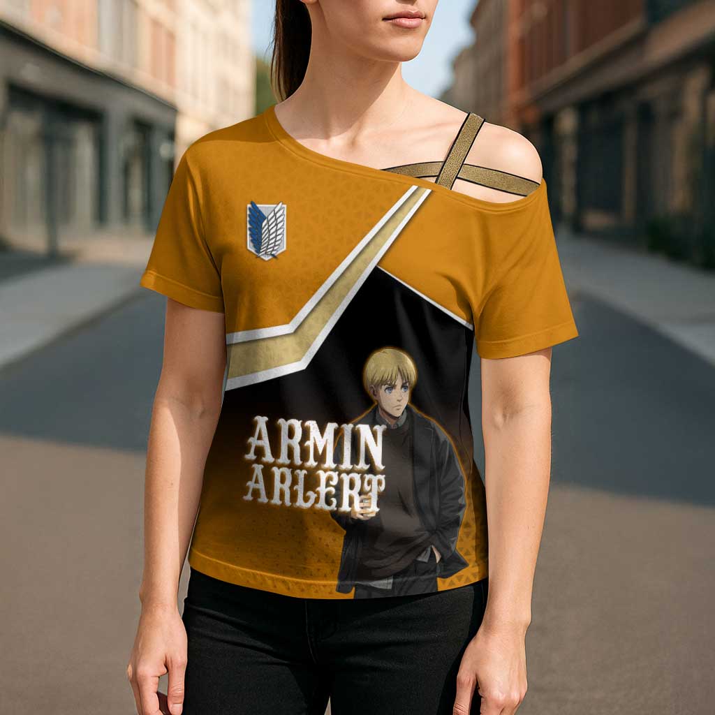 Armin Arlert Attack on Titan Cross Shoulder Shirt Anime Casual Coffeehouse Style