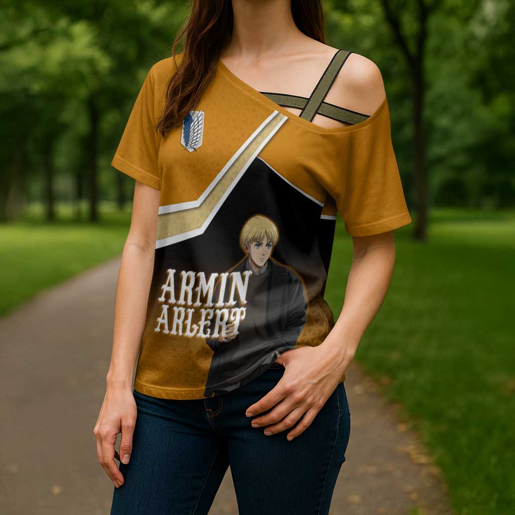 Armin Arlert Attack on Titan Cross Shoulder Shirt Anime Casual Coffeehouse Style