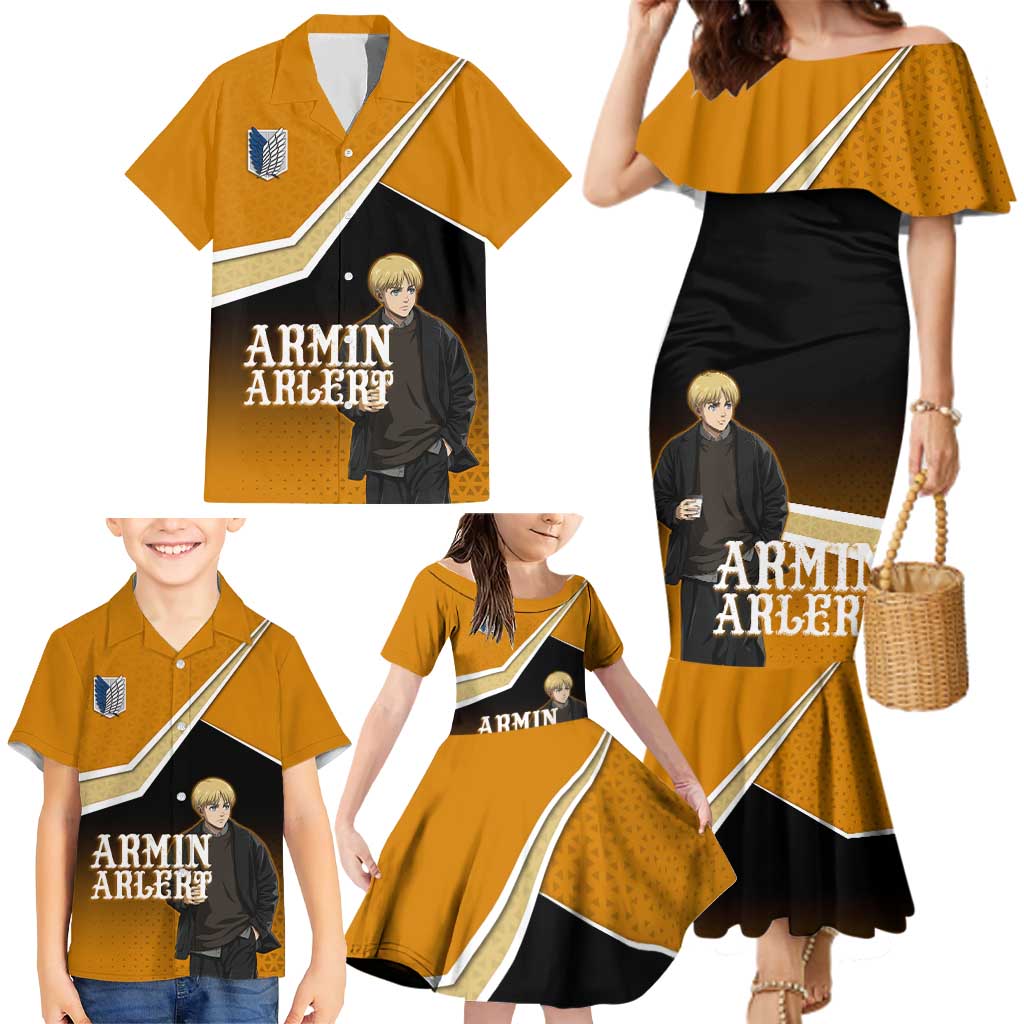 Armin Arlert Attack on Titan Family Matching Mermaid Dress and Hawaiian Shirt Anime Casual Coffeehouse Style