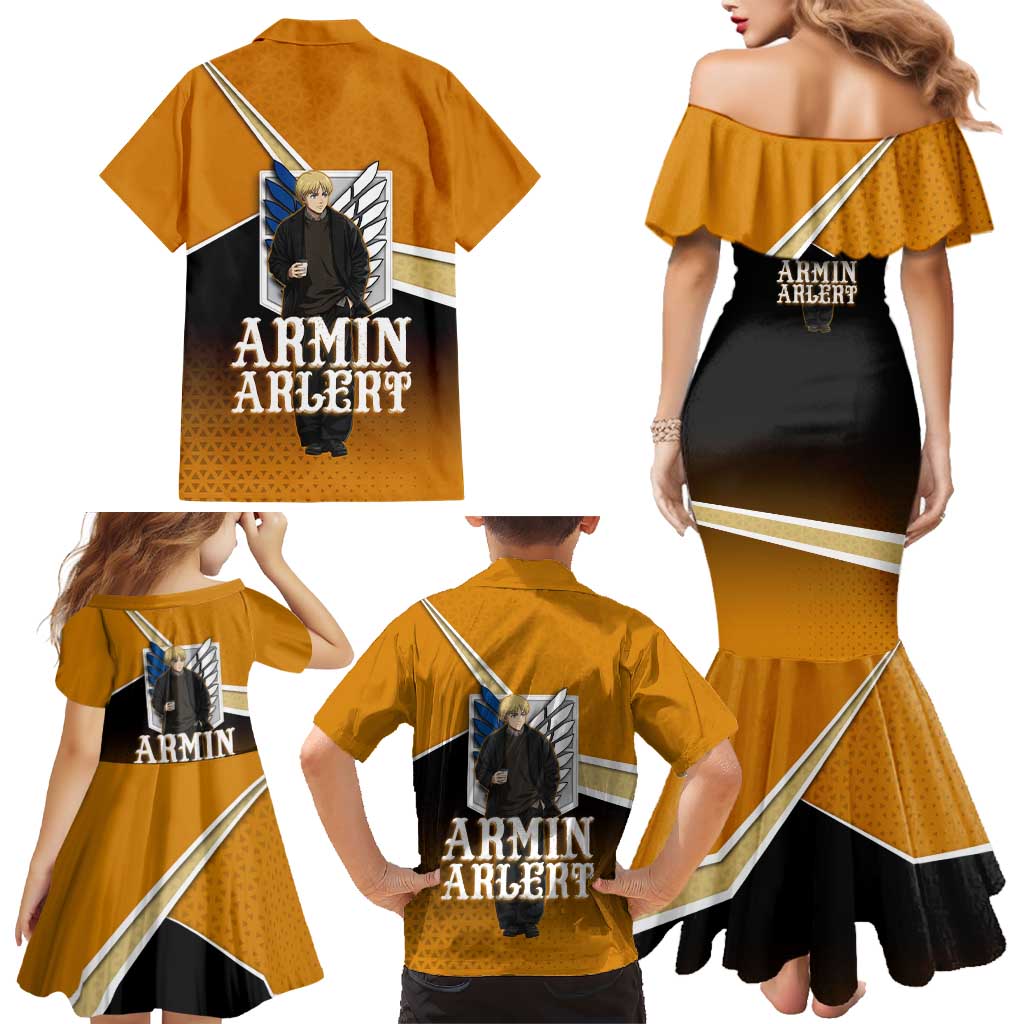 Armin Arlert Attack on Titan Family Matching Mermaid Dress and Hawaiian Shirt Anime Casual Coffeehouse Style