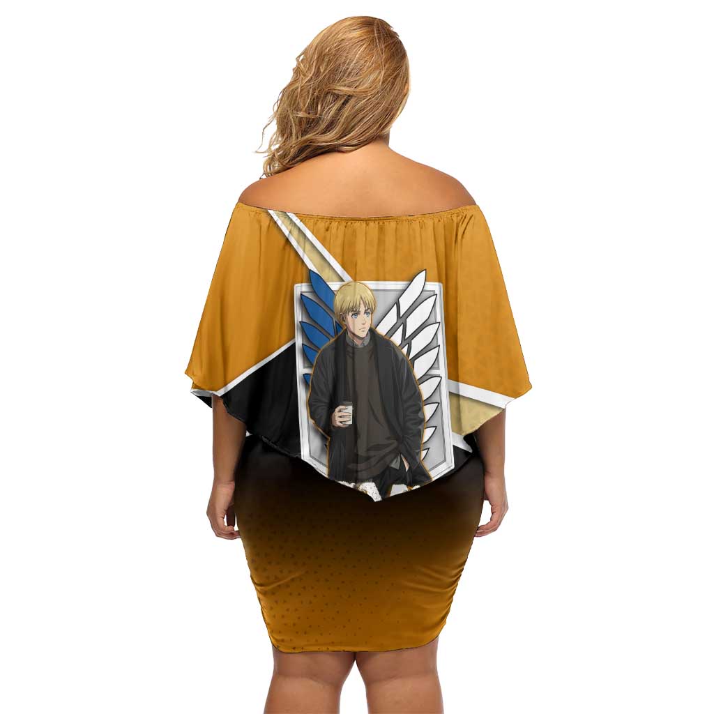 Armin Arlert Attack on Titan Family Matching Off Shoulder Short Dress and Hawaiian Shirt Anime Casual Coffeehouse Style