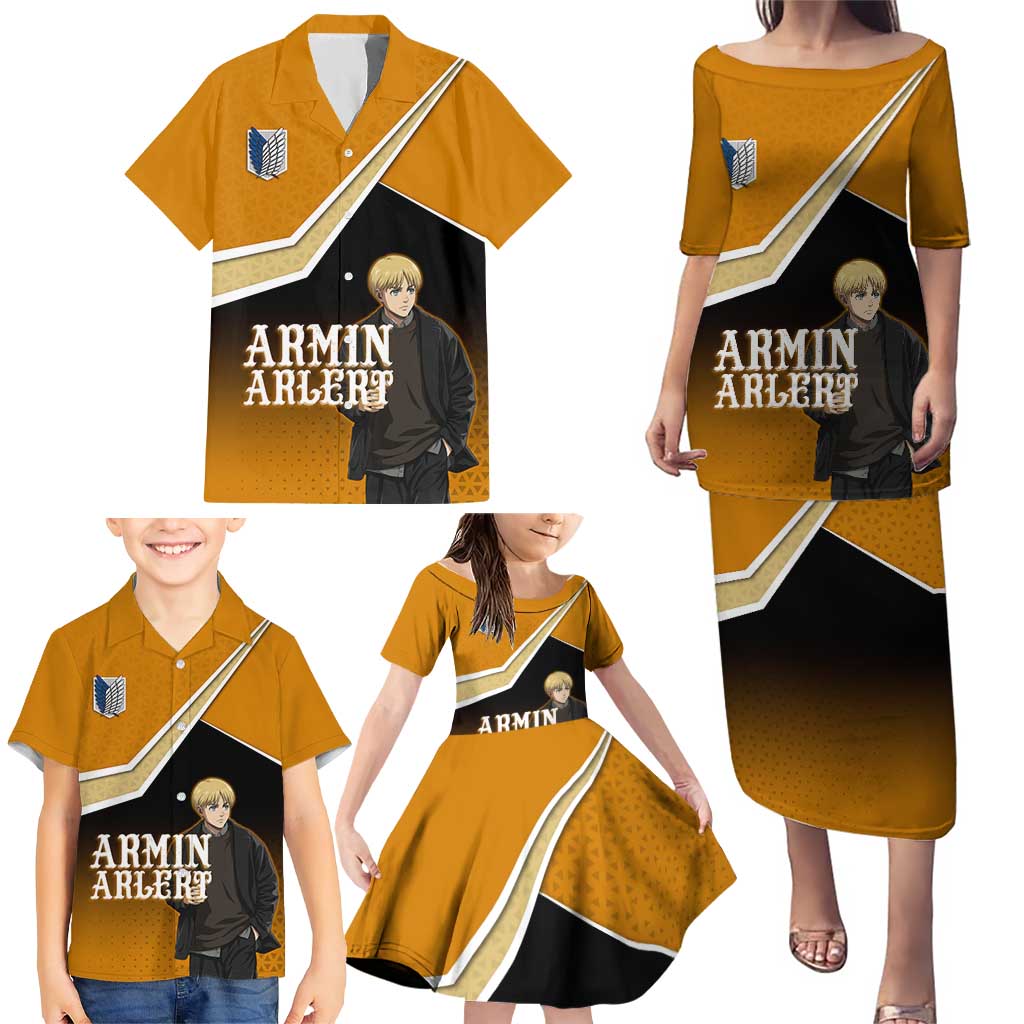 Armin Arlert Attack on Titan Family Matching Puletasi and Hawaiian Shirt Anime Casual Coffeehouse Style