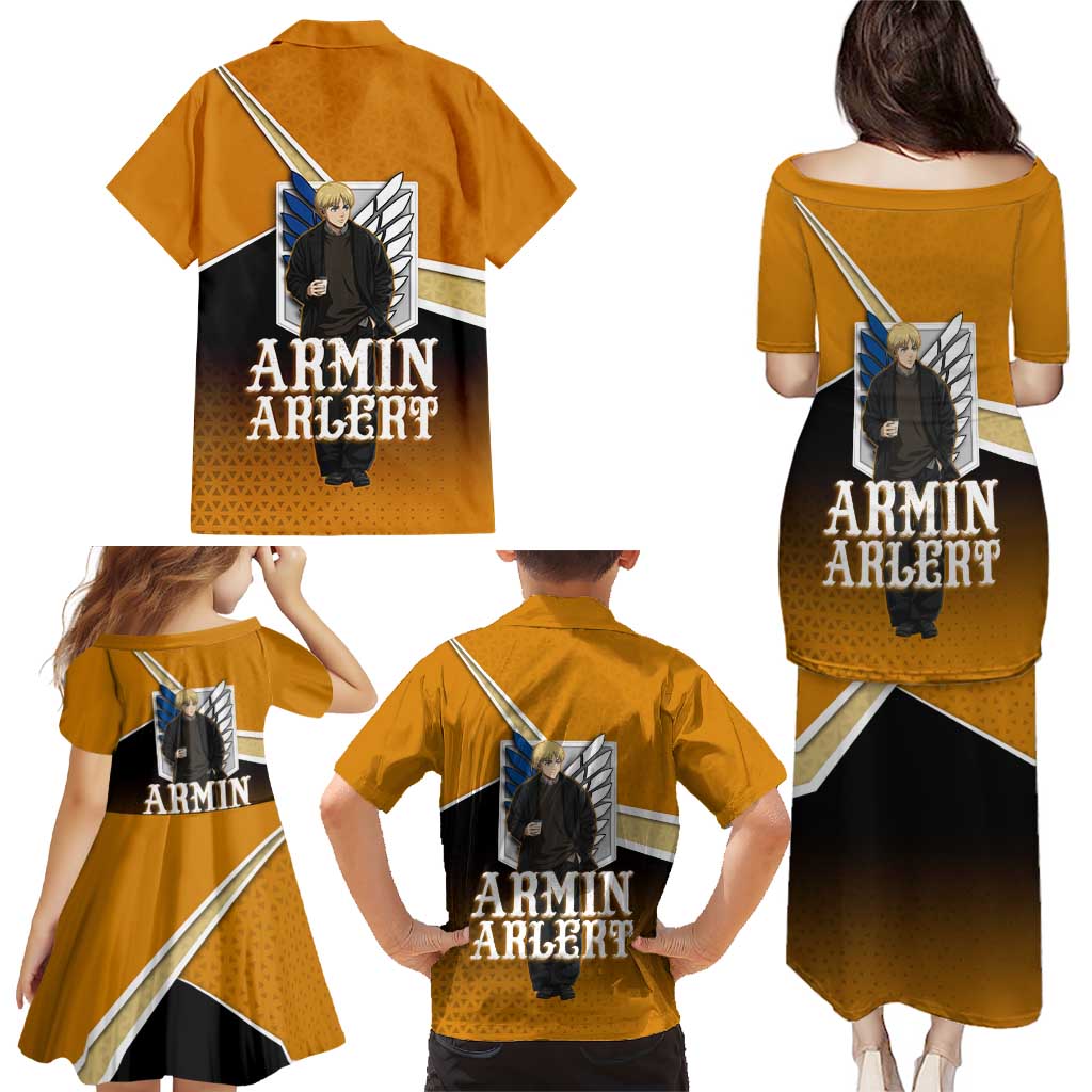 Armin Arlert Attack on Titan Family Matching Puletasi and Hawaiian Shirt Anime Casual Coffeehouse Style