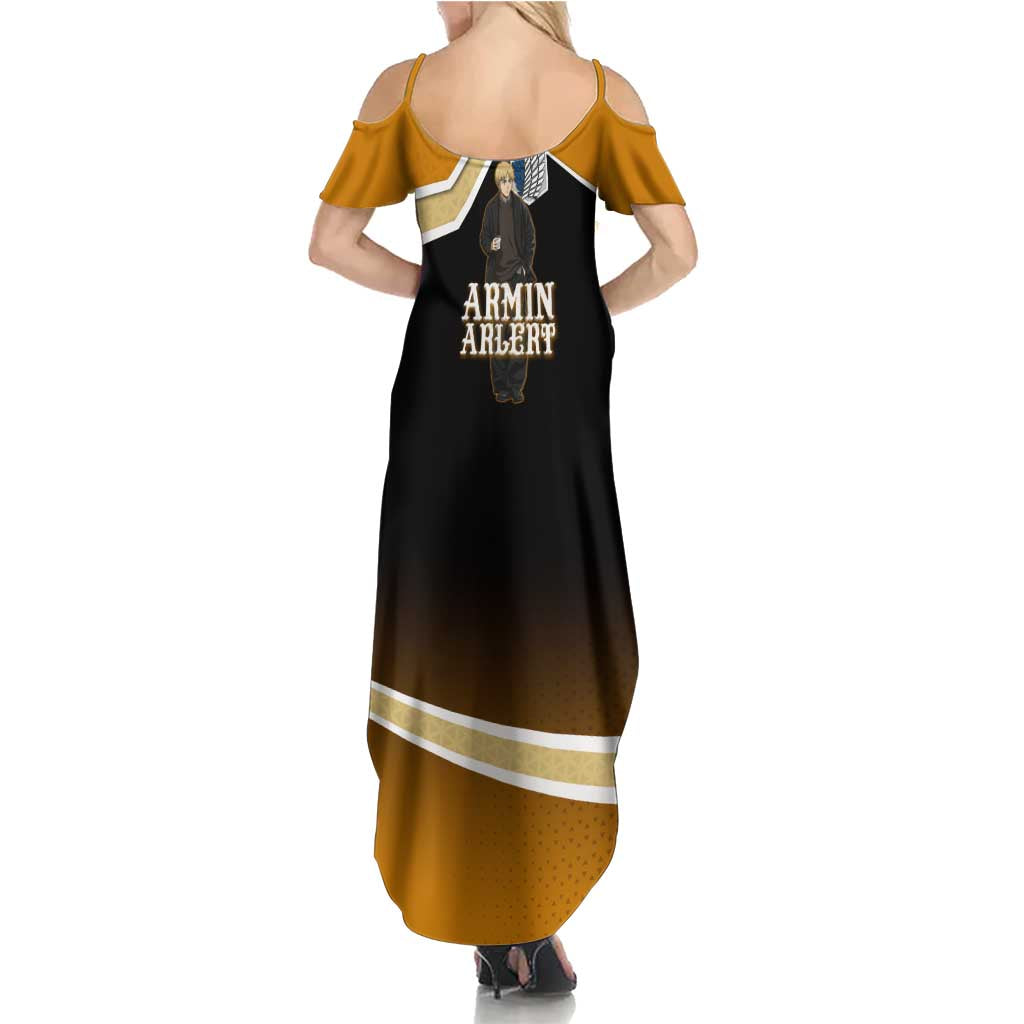 Armin Arlert Attack on Titan Family Matching Summer Maxi Dress and Hawaiian Shirt Anime Casual Coffeehouse Style