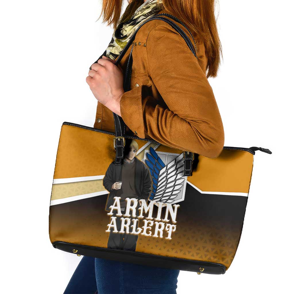 Armin Arlert Attack on Titan Leather Tote Bag Anime Casual Coffeehouse Style