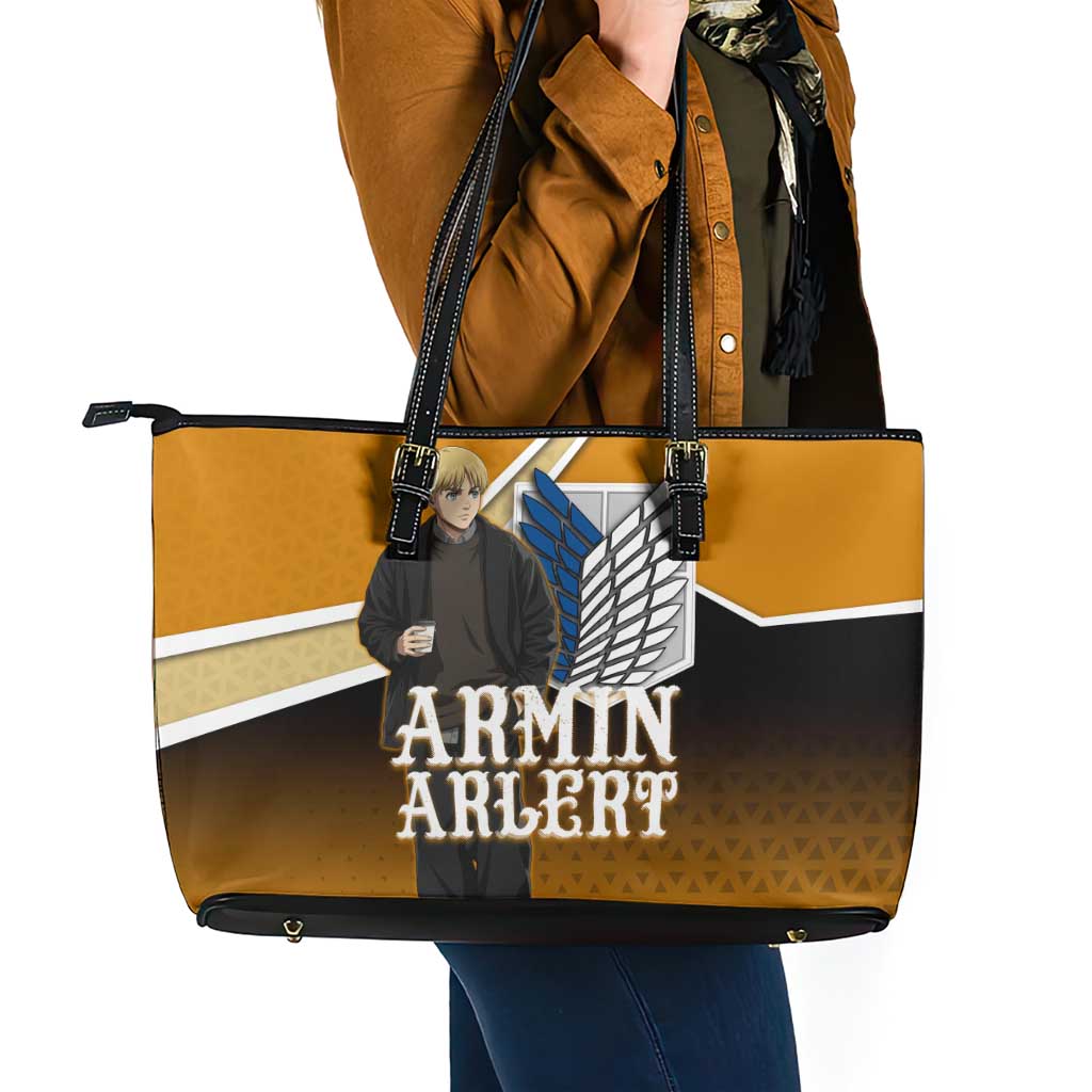Armin Arlert Attack on Titan Leather Tote Bag Anime Casual Coffeehouse Style