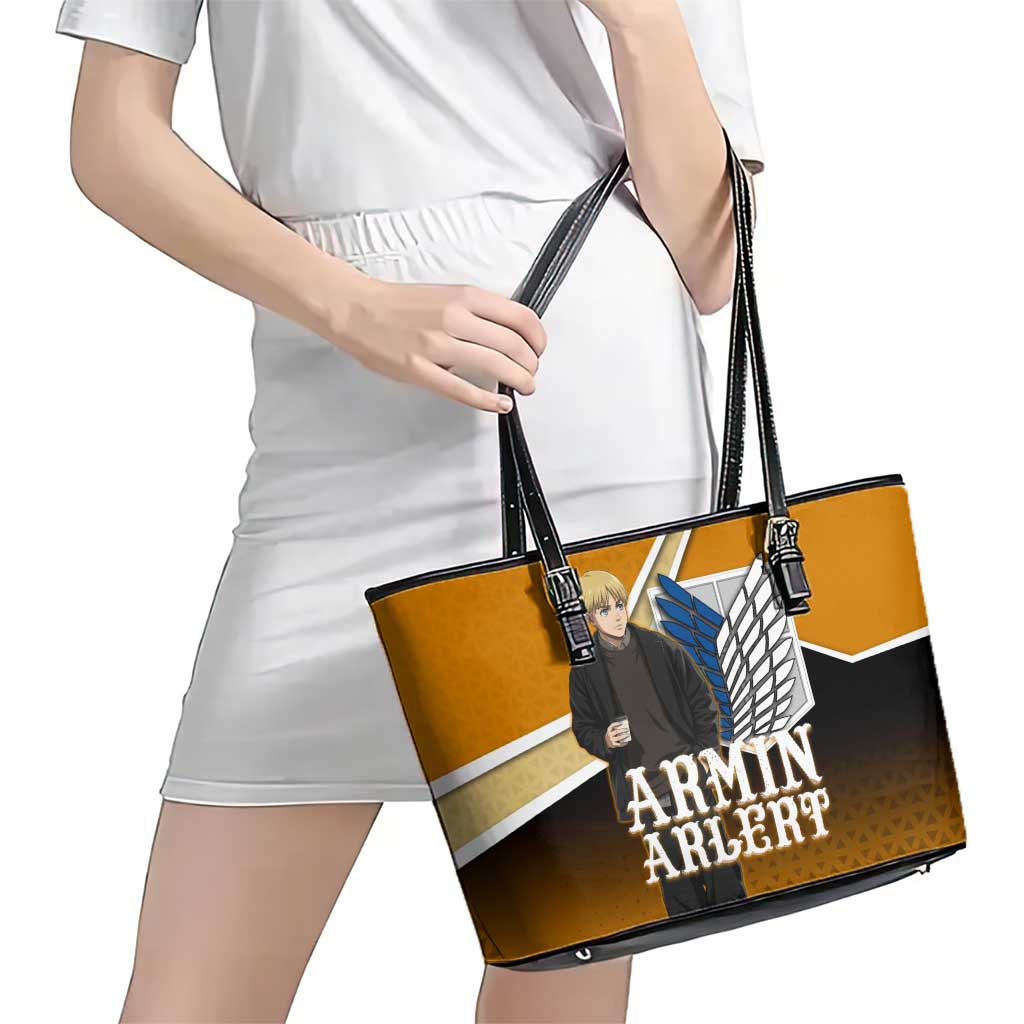 Armin Arlert Attack on Titan Leather Tote Bag Anime Casual Coffeehouse Style