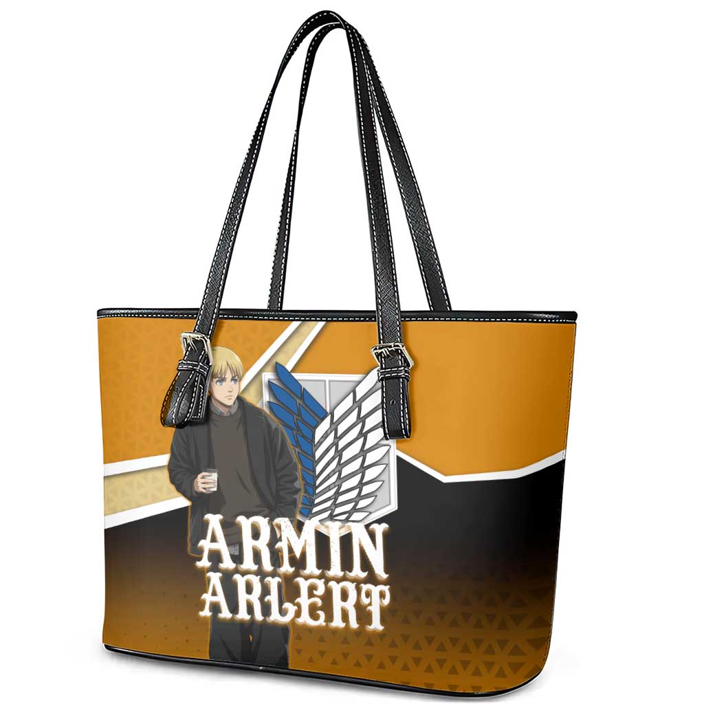 Armin Arlert Attack on Titan Leather Tote Bag Anime Casual Coffeehouse Style