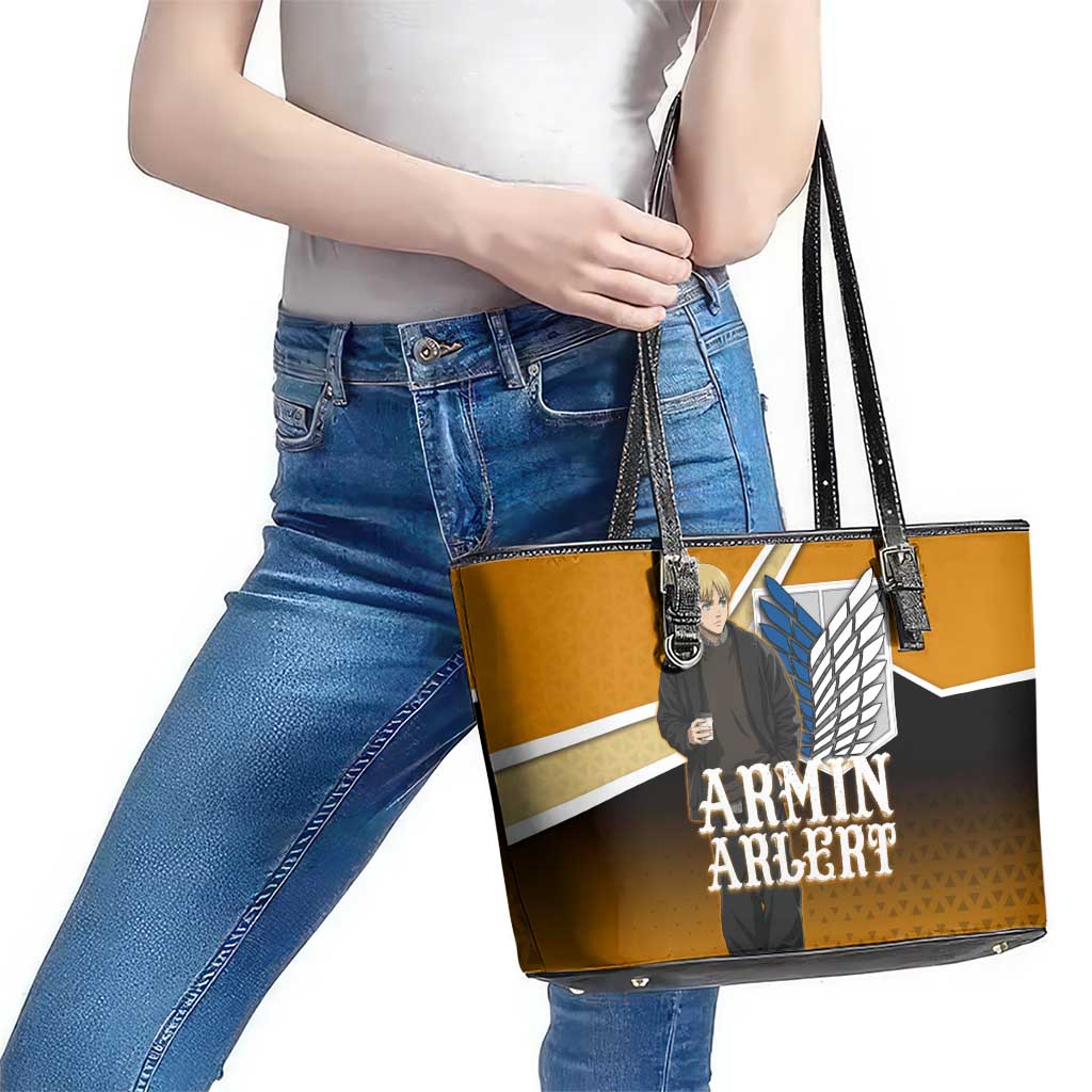 Armin Arlert Attack on Titan Leather Tote Bag Anime Casual Coffeehouse Style