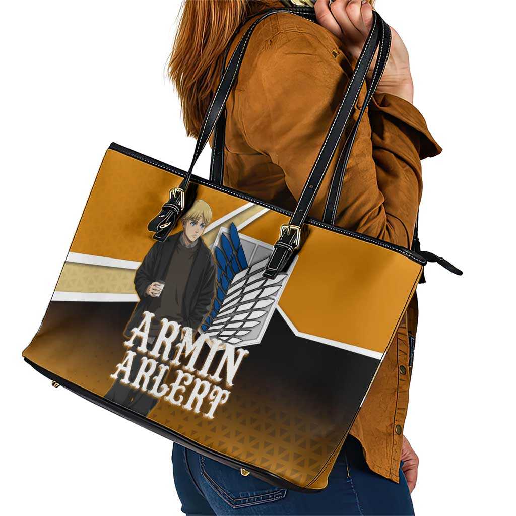 Armin Arlert Attack on Titan Leather Tote Bag Anime Casual Coffeehouse Style