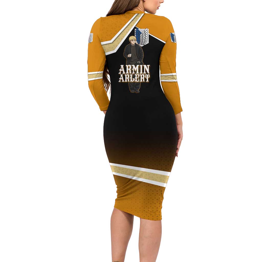 Armin Arlert Attack on Titan Long Sleeve Bodycon Dress Anime Casual Coffeehouse Style