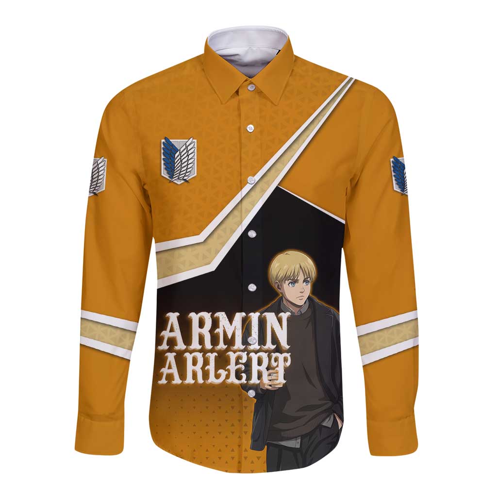 Armin Arlert Attack on Titan Long Sleeve Button Shirt Anime Casual Coffeehouse Style