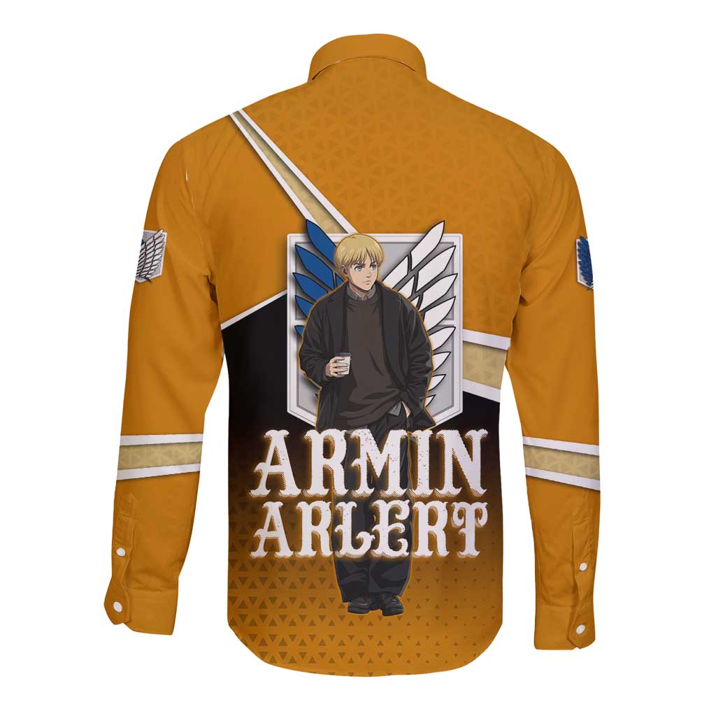 Armin Arlert Attack on Titan Long Sleeve Button Shirt Anime Casual Coffeehouse Style